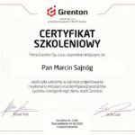 Certyfikat POZIOM 1 ukończenia szkolenia Grenton inteligenty dom
