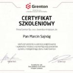 Certyfikat POZIOM 1 ukończenia szkolenia Grenton automatyka domowa